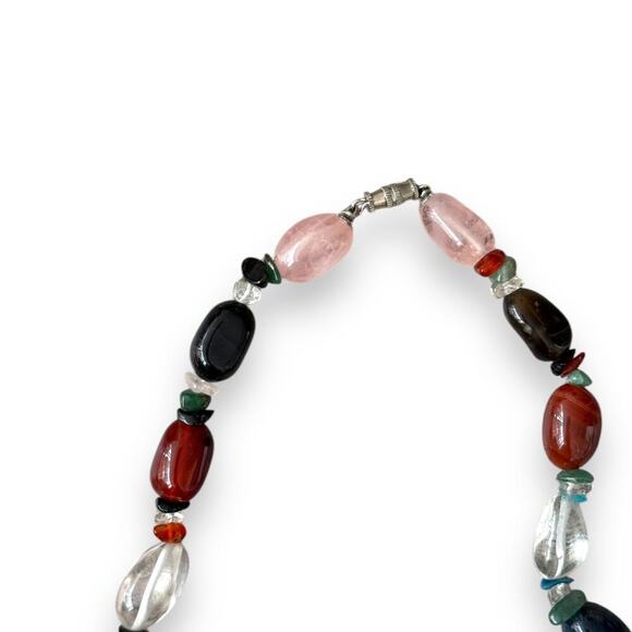 VINTAGE SEMI PRECIOUS BEAD NECKLACE 22 inch - Picture 4 of 6